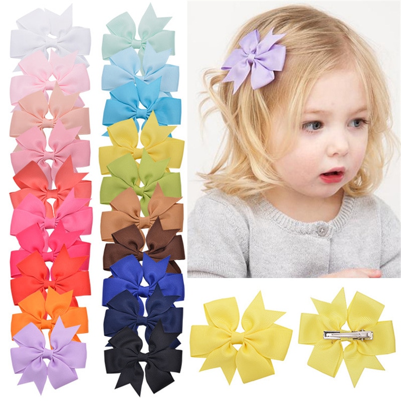 10pcs Children's hair jewelry handmade baby V-ribbed ribbon bow hairpin hair accessories children's headdress