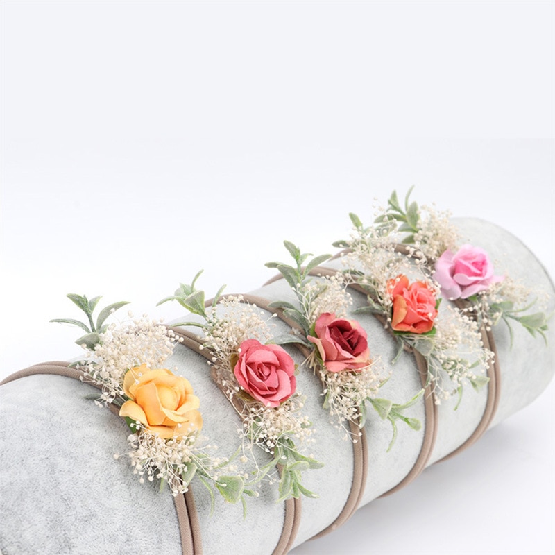 Best selling children's headwear Children's baby nylon wreath artificial flower headband hair band Infant photo access
