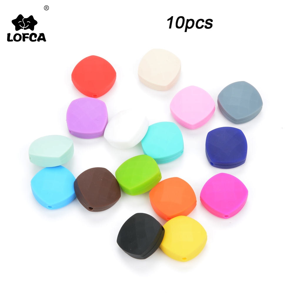LOFCA 10pcs Quadrate Silicone Teething Beads For Long Silicone Necklace BPA Free Food Grade Safe Silicone Beads Teething Toy