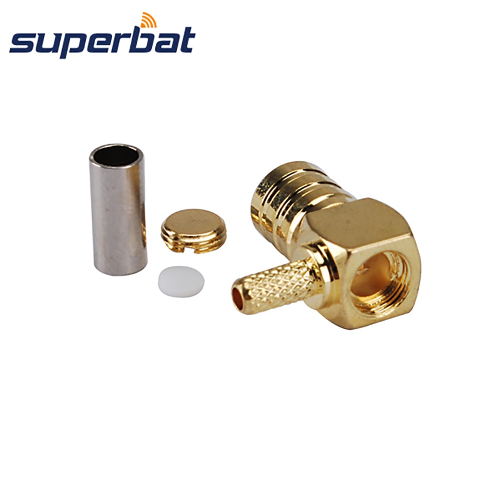 Superbat SMB Female Right Angle Crimp RF Coaxial Connector for RG316 RG174 LMR100 Cable for GPS Antenna