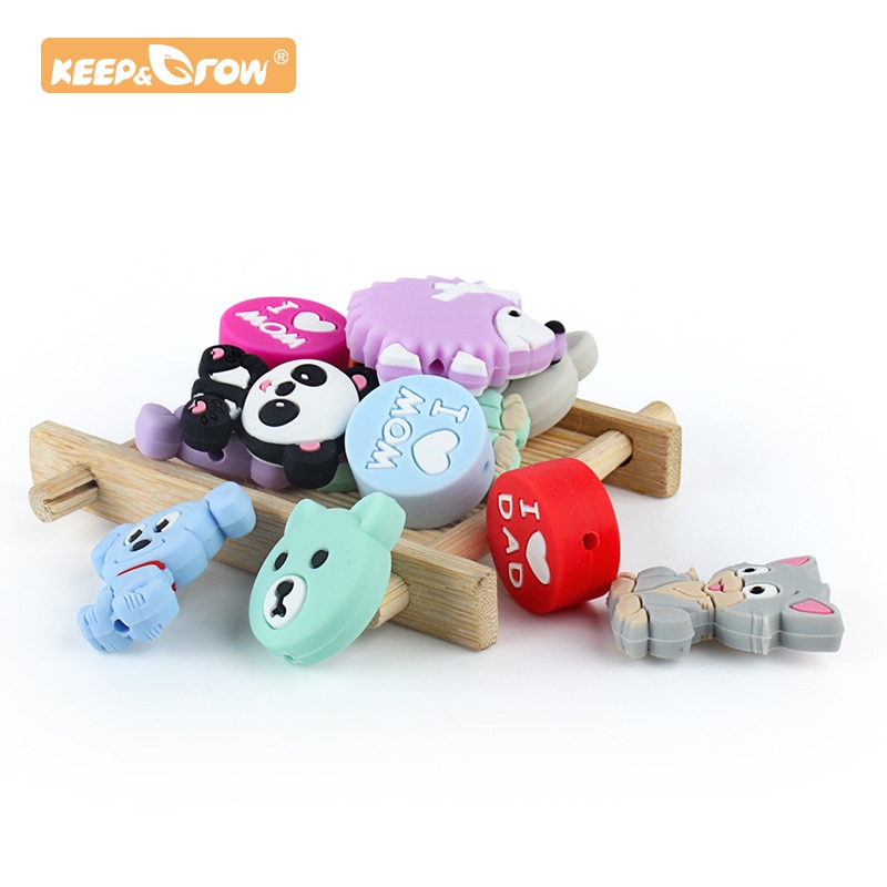 Keep&Grow 5pcs Candy Color Teether hexagon Silicone Beads For Pacifier Clips DIY Cute Teething Toys Silicone Baby Teether