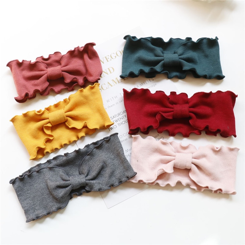 Headband VIntage Women Girls Wave Headwrap Children Tie Knot Headbands Stretchy Turban Autumn Winter Hairband Bandeau Lady