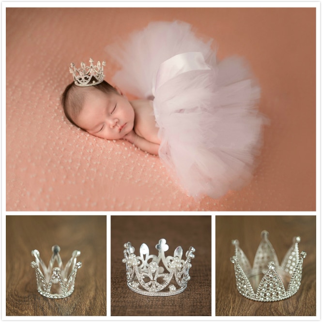 Newborn Phototgraphy Props Baby Crown Pearl Silver Golden Crown Creative Props Infant Shoot Accessories Kinds Of Baby Mini Crown