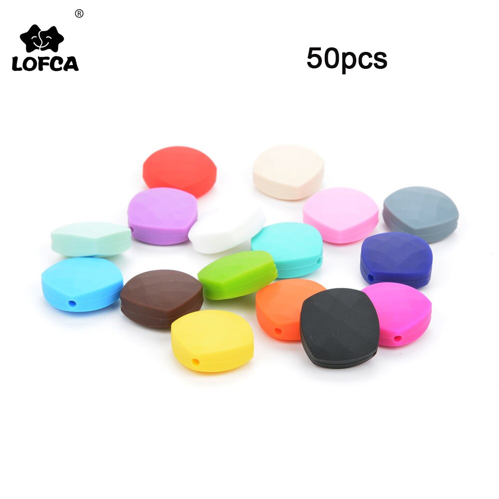 LOFCA 50pcs Quadrate Silicone Teething Beads Pacifier Chain Necklace Beads BPA Free Food Grade Safe Silicone Beads Teething Toy