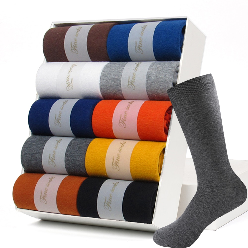 5 Pairs Business Dress Socks Men's Breathable Winter Warm Cotton Socks Long Male High Quality Happy Colorful Socks For Man 