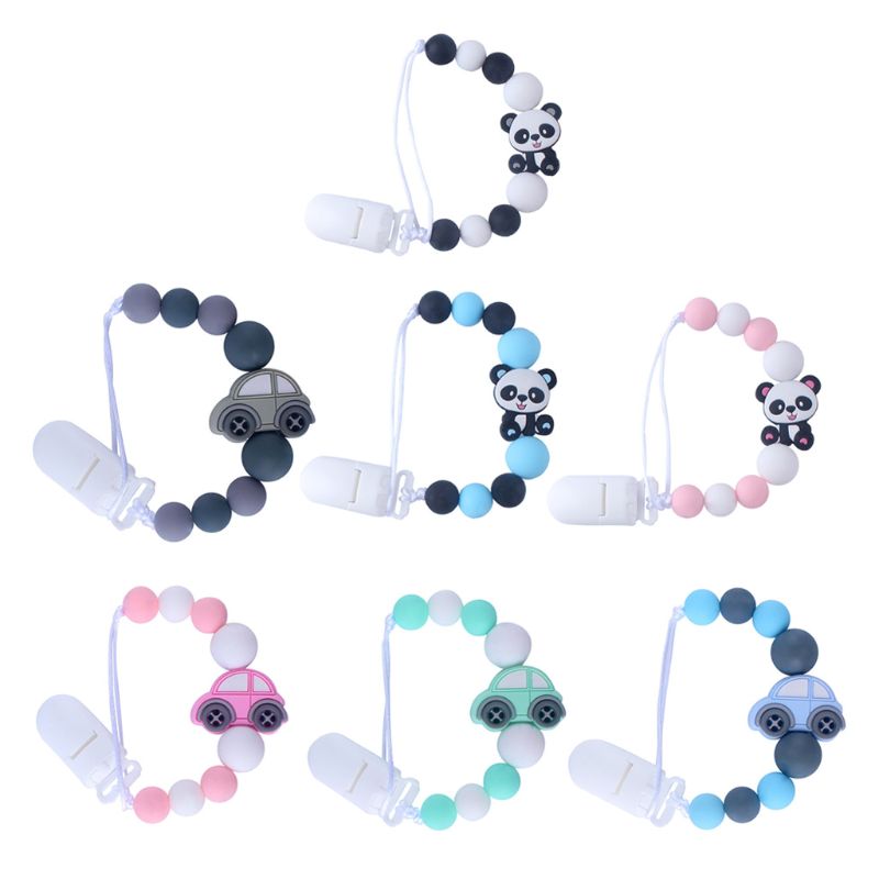 Baby Pacifier Clips Panda Pacifier Chain Holder for Soother Chew Toy Dummy Clips 19QF