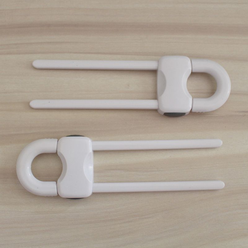 2 Pack Child Safety Sliding Cabinet Locks Baby U Shape Sliding Safety Latch Lock NEW