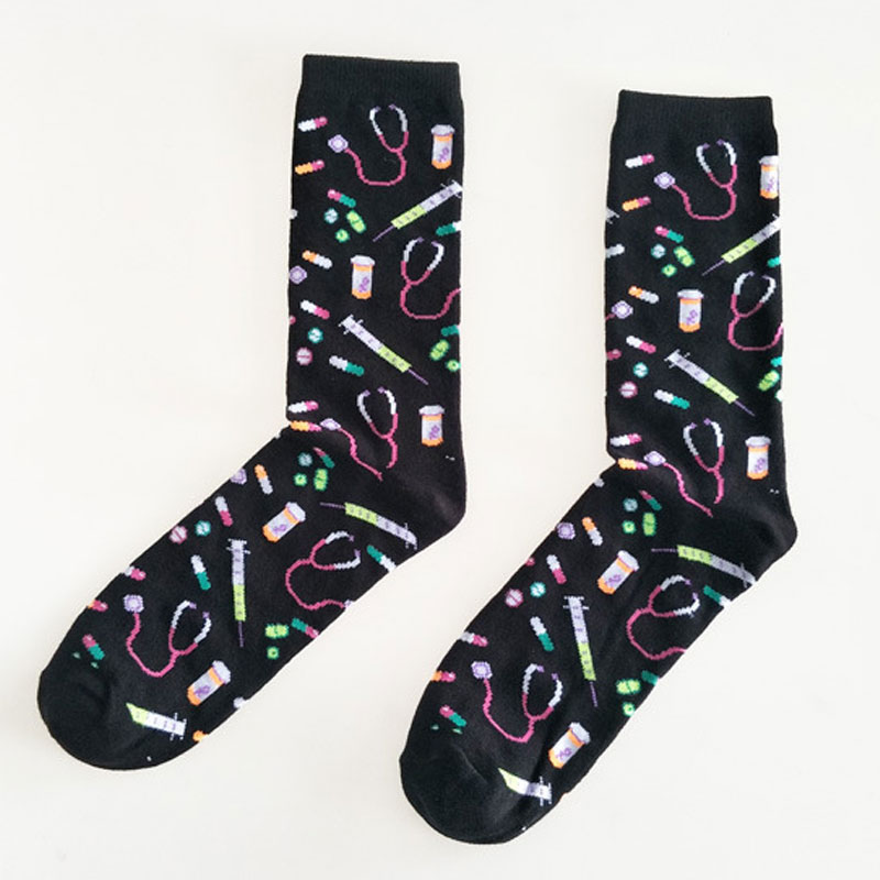 Men Socks Cotton Funny Hospital Appliances happy men cotton Socks Breathable And Sweat-Absorbing Novelty Casual Dressing Socks