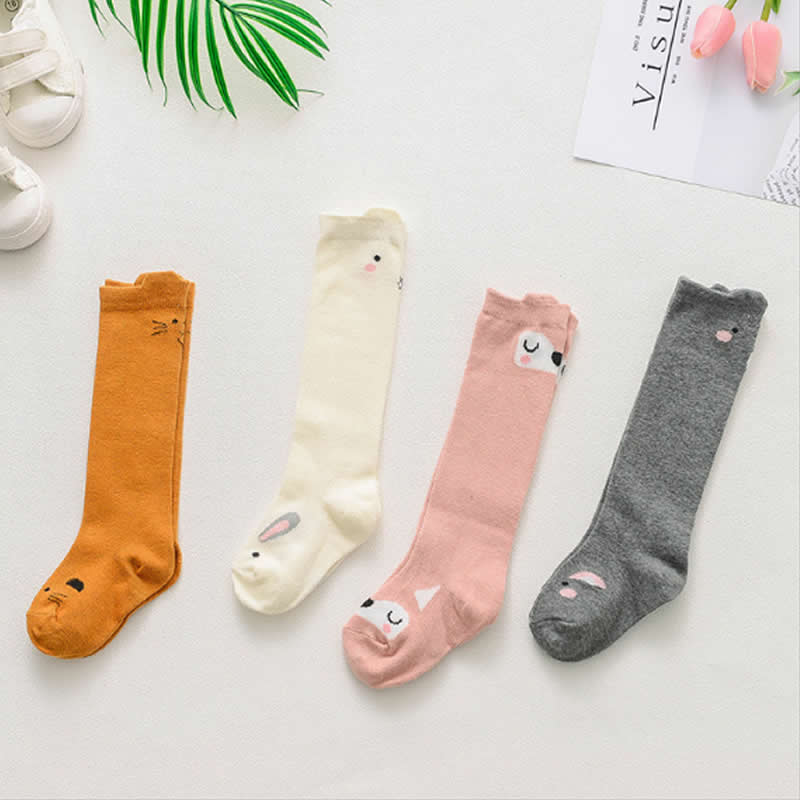 fox socks cat cartoon squirrel pattern children babies cotton socks for boys and girls Unisex socks knee high legwarm new