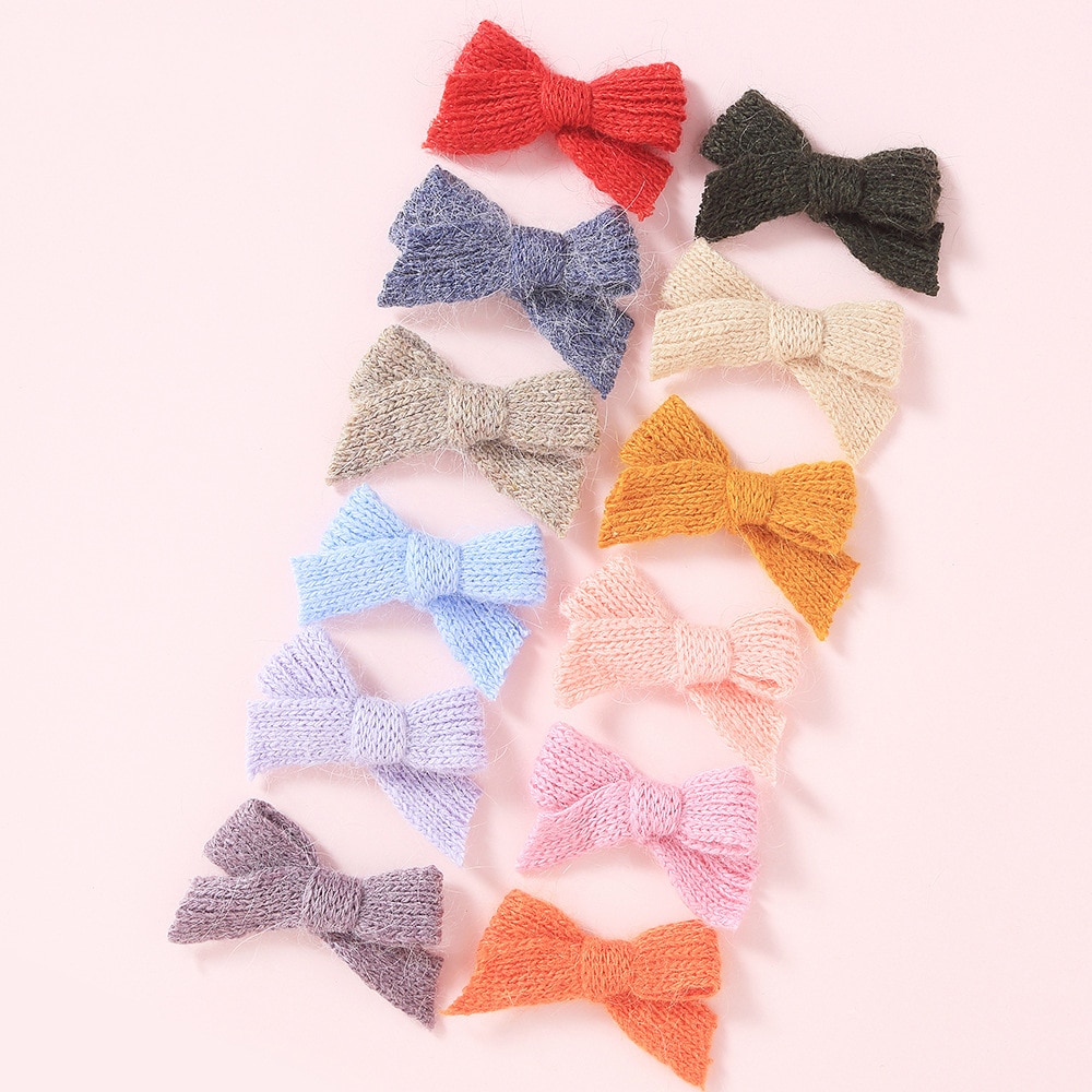Baby Hair Clips Bow Hairpins For Women Girls Woolen Hair Accessories Winter Children Barrette Candy Color Kids Hairclips Fashion