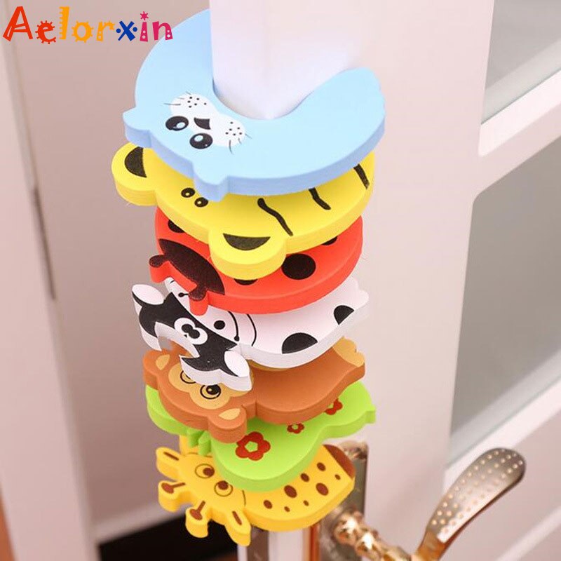 7Pcs/Lot Protection Baby Safety Cute Animal Security Door Stopper Baby Card Lock Newborn Care Child Finger Protector