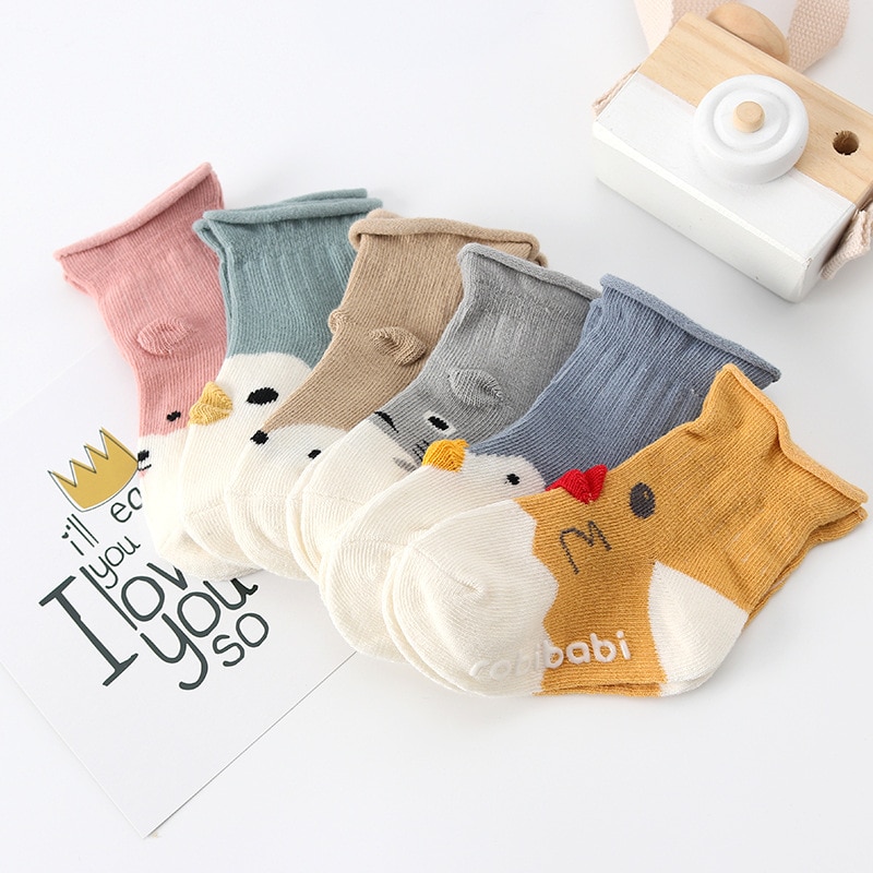 5 pairs / lot cotton cartoon children socks 0-3 year kids socks baby boys girls socks Cartoon ducklings