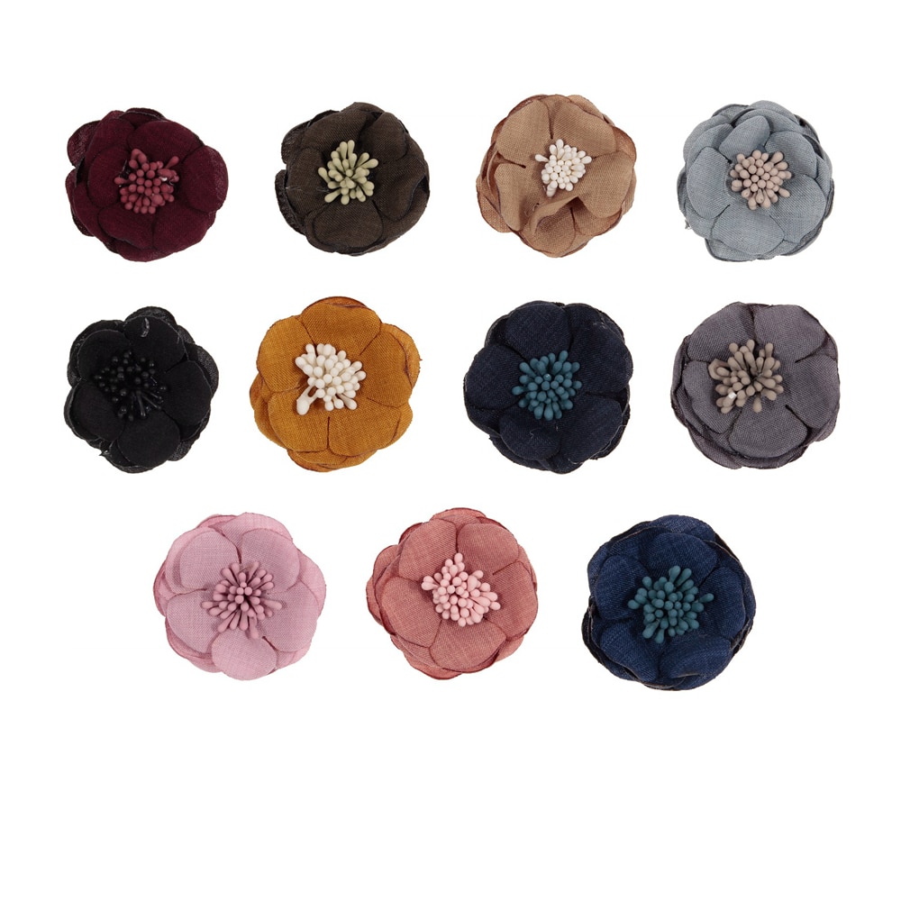 10PCS 1.6" Fabric Chiffon Flower for Baby Girls Handmade Headwear Hair Flower for Hairpins Clips Diy Hair Accessories