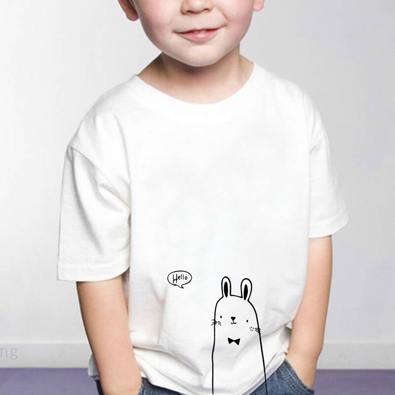 Cute rabbit print T Shirt Kids Funny Shirt Dinosaur graphic Tee Clothes Fashion Funny Kids Boys Toddler plussize