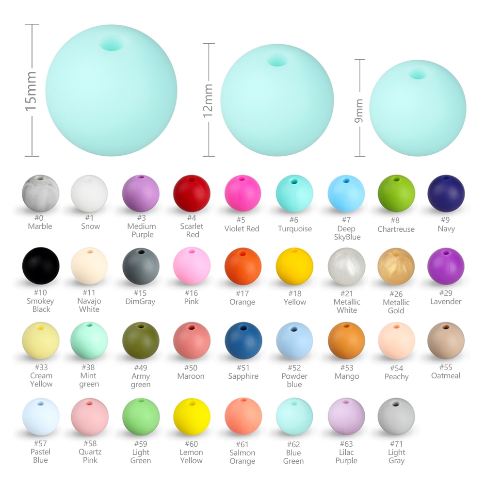 Keep&grow 12mm 10pc Silicone Beads Food Grade Silicone Baby Teething Products Chews Pacifier Chain Clips Beads Baby Teethers