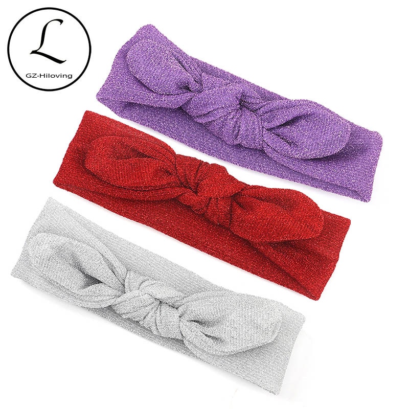 GZHilovingL Newborn Sweet Baby Knot Bow Headband For Girls Toddlers Shiny Rabbit Stretch Hariband Turban kids Fashion Head Wrap