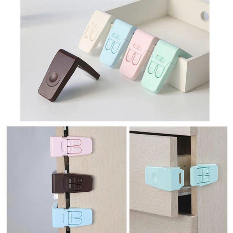 8Pcs Baby Drawer Lock for Children Safety Door Buckle Prevent Open Cabinets Anti Pinch Hand Protect