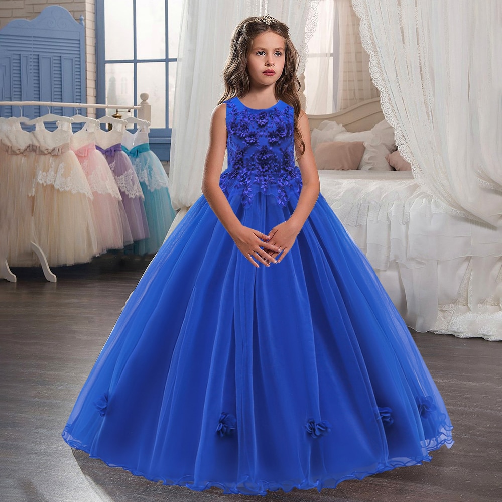 2023 Bridesmaid Girl Party Wedding Flower Dresses Kids Dresses For Girls Children Clothes Evening Birthday Princess Gown 14 Yrs