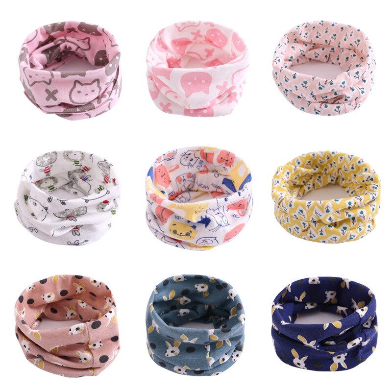 Jchao kids cartoon Scarf Children Boys Girls Baby Wool Ring Cotton O Ring printed Neck Scarves Shawl warm Winter Neckerchief