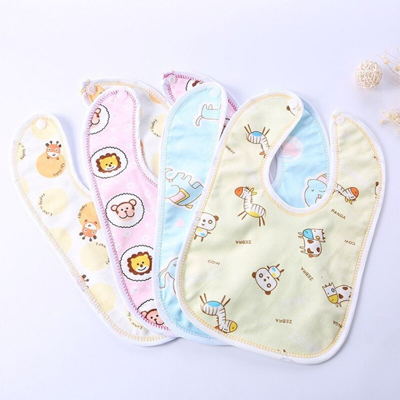 4Pcs Random Color Baby Bibs Bandana Waterproof Cotton Burp Saliva Towel Boys Girls Accessories