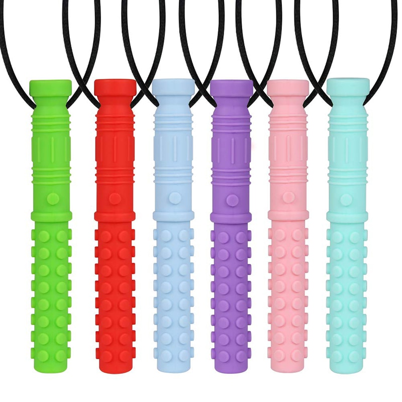 Kids Silicone Teether Kids Chew Necklace Sensory Chewy Pendant Oral Motor Toys Therapy Tools for Autism ADHD Special Needs