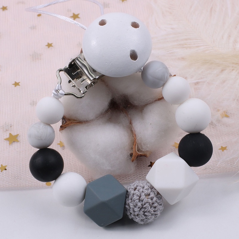 BPA Free Silicone Dummy Pacifier Clips Chain Nursing Teething Gift for Newborn Baby Shower Gift