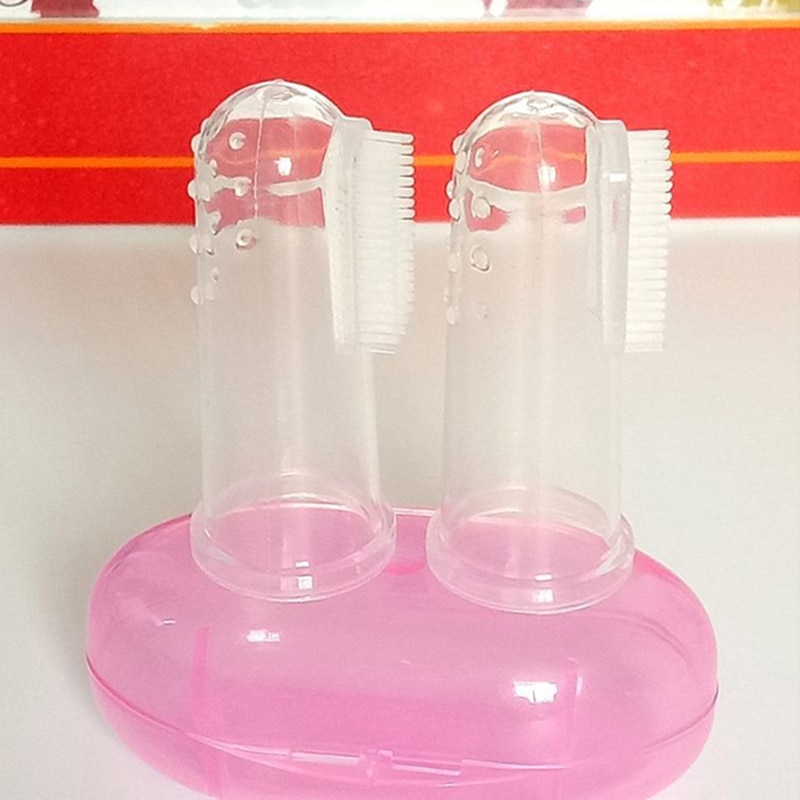 Toothbrush+Box Baby Finger Toothbrush Children Teeth Clean Soft Silicone Infant Tooth Brush Rubber Cleaning Baby Brush