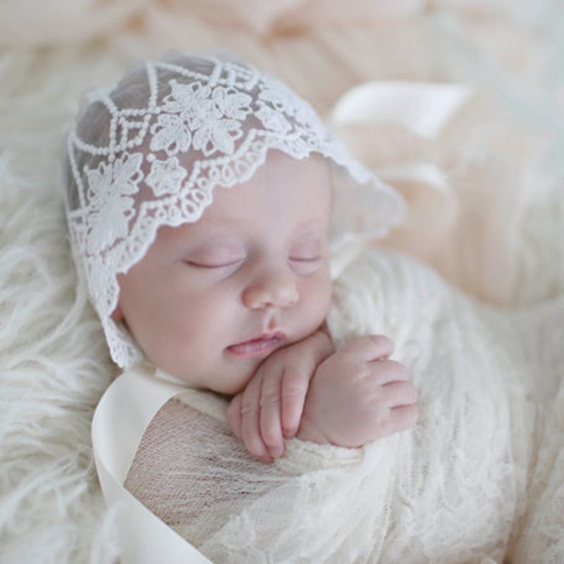 YUXIC Lace Baby Hats Newborn Lovely Flower Caps Infants Girls Princess Party Hats Baby Turban