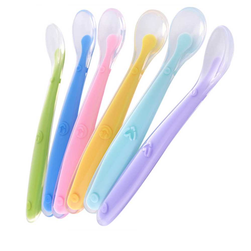 Candy Color Baby Soft Silicone Spoons Feeding Dishes Tableware for Children Flatware Children Food Baby Feeding Tools Soup Ladle