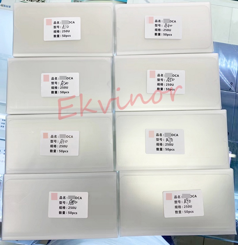50 stücke 250um OCA Klare Optische Klebstoff für Samsung galaxy A10 A20 A30 A40 A50 A60 A70 A80 A90