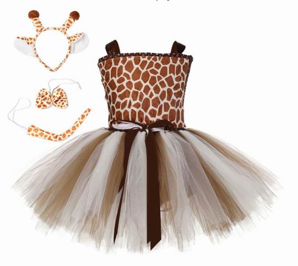 Christmas Baby Girl Dress Cute giraffe suit Gauze Princess Dresses for Wedding Party Baby Clothes 1-12Y M035