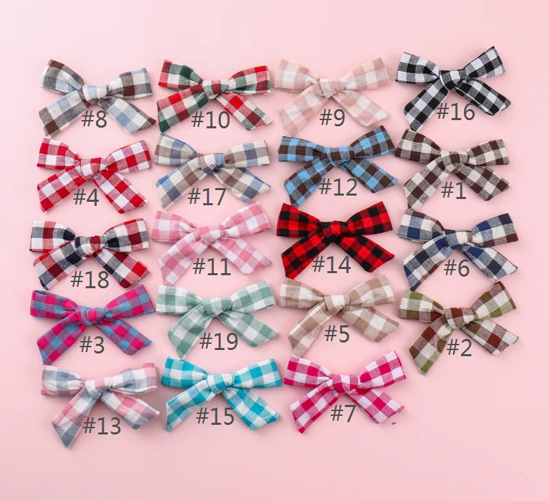 Hair Accessories Kids Linen Hair Bows For Girls Plaid Knot Hair Clips Baby Mini Hairpins Handmade Barrettes Headwear