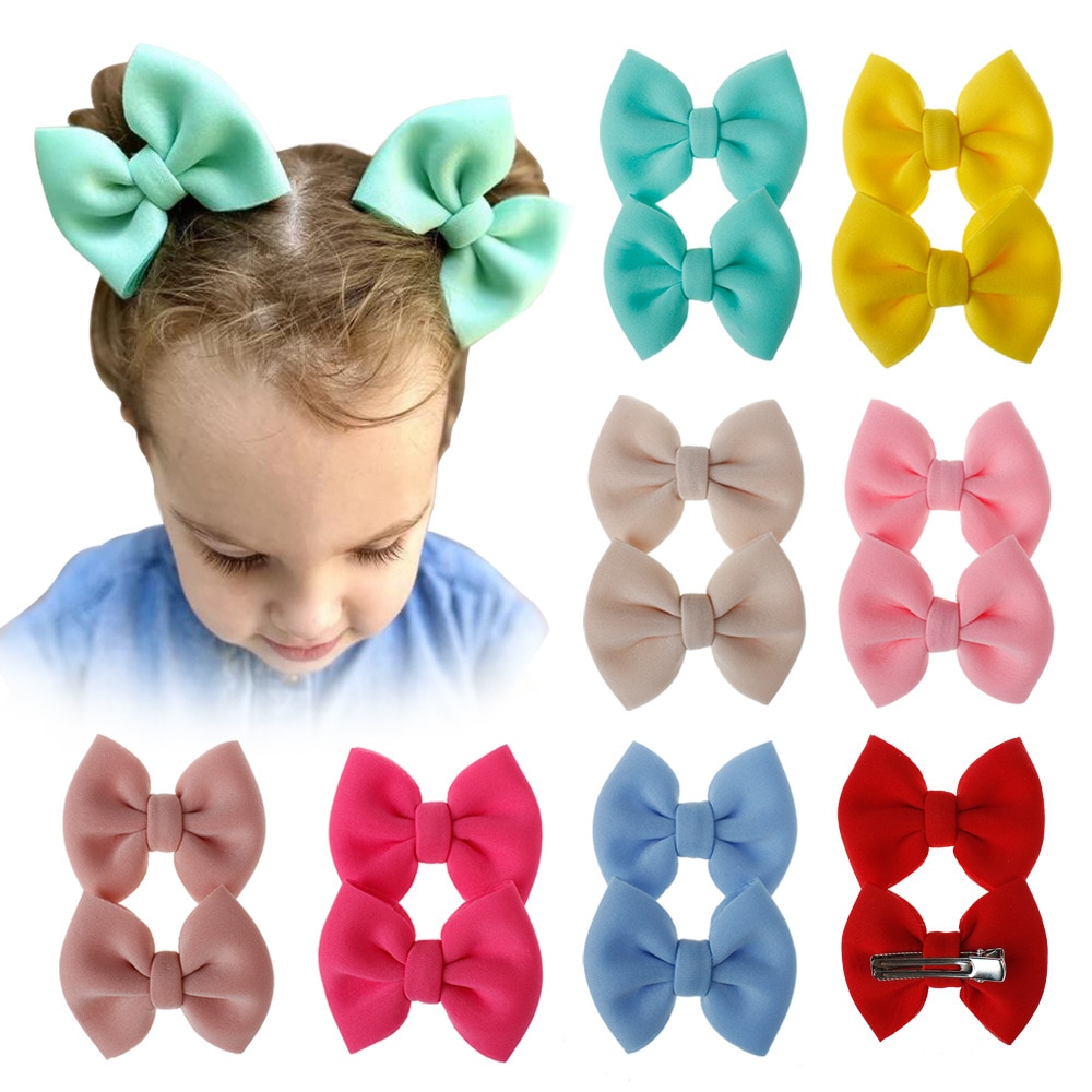 2pcs Baby Girls Hair Clips Bowknot Hair Bows Accessories Children Girls Hair Tiaras Lovely Hair Pins Hairclips