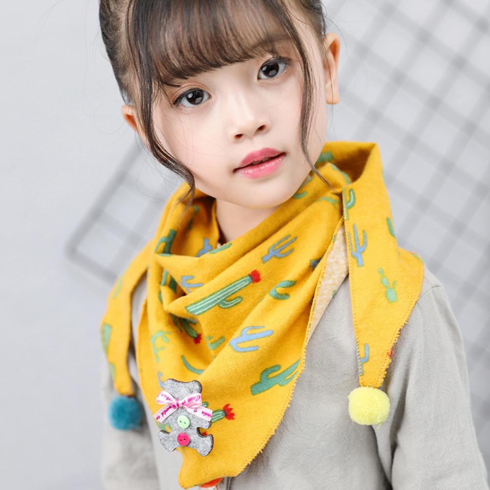 3Pcs/Set Fashion Kids Children Triangular Scarf Toddler Cute Cartoon Pompoms Neckerchief
