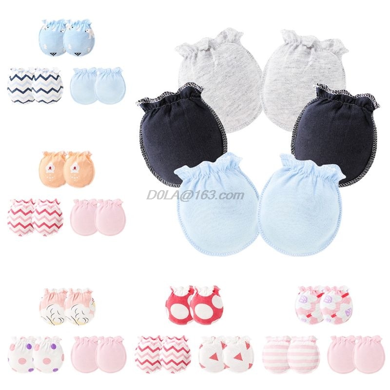 3Pairs Fashion Baby Anti Scratching Gloves Newborn Protection Face Cotton Scratch Mittens