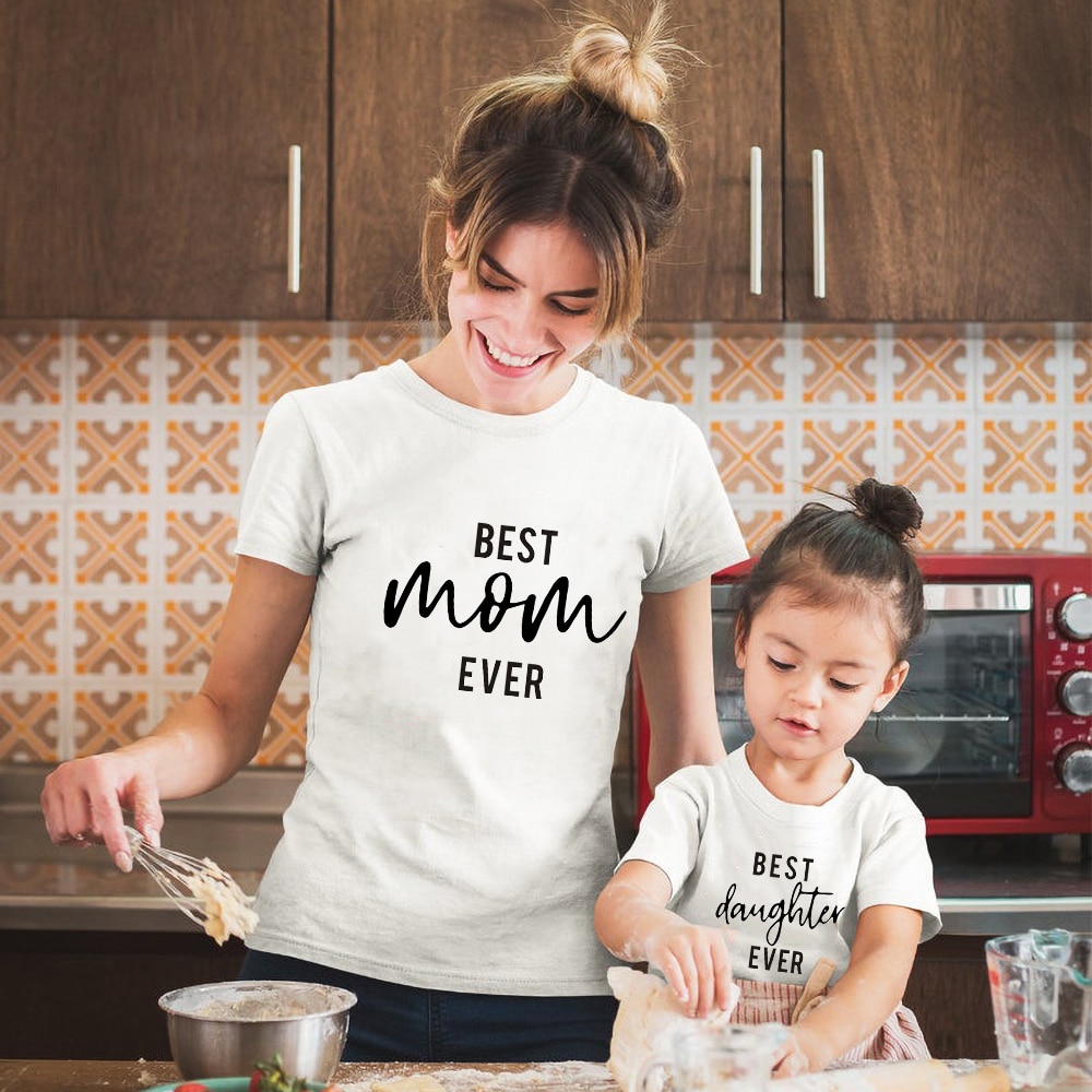 best mom ever print family matching clothes T shirt Women son daughter mum T shirt tops kids baby girl casual T shirt