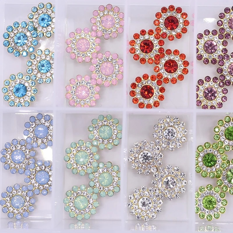 14mm Kristall AB Sunflower Strass Glas Mit Klaue Nähen Auf Kristall Stein Strass Diamant Metall