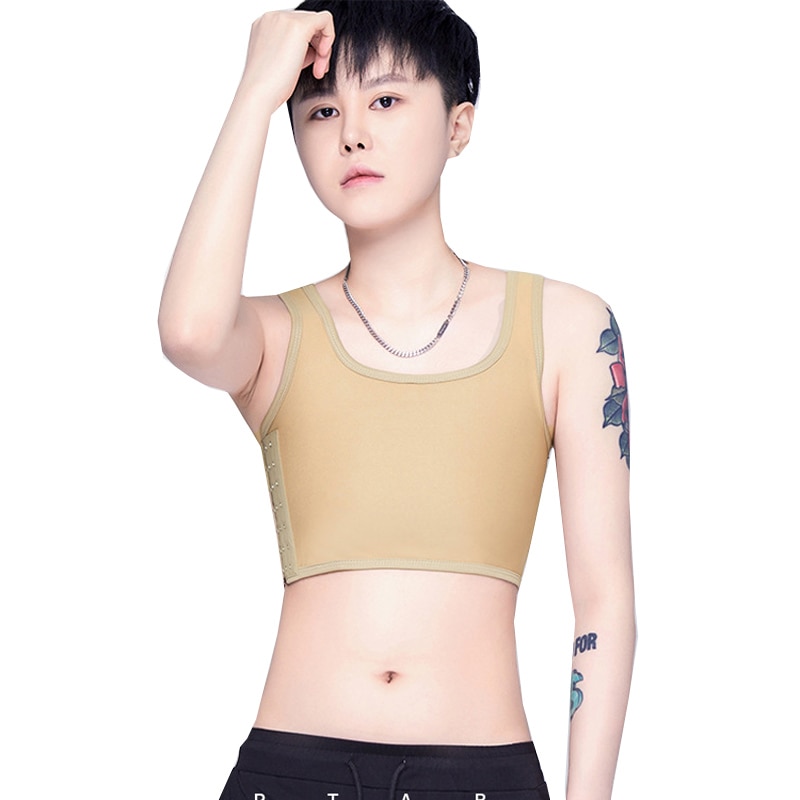 HaleyChan 3 Rows of Hook Mesh Breathable Plus Size Chest Binder for Tomboy Trans Lesbian Crossdresser FTM Corset Strapless Top