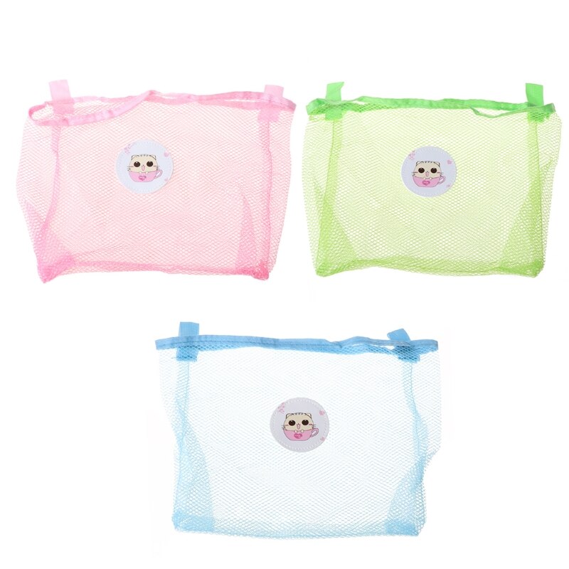 Child Bath Toy Storage Bag Organiser Net Suction Baskets Kids Bathroom Mesh Bag