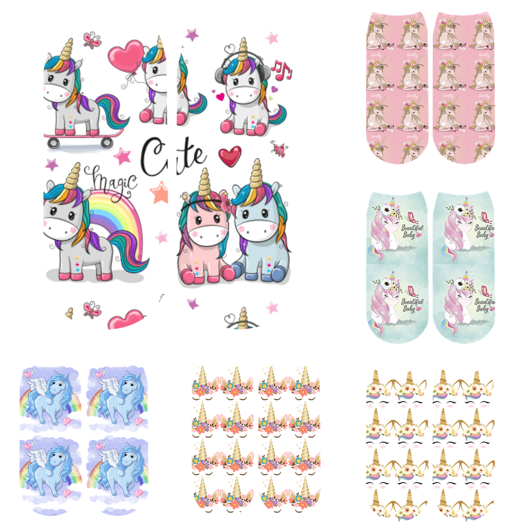 2020 Fashion 3D Print Socks Women Ankle Socks Cartoon Animal Unicorn 3D Printing Sock Art Socks For Women