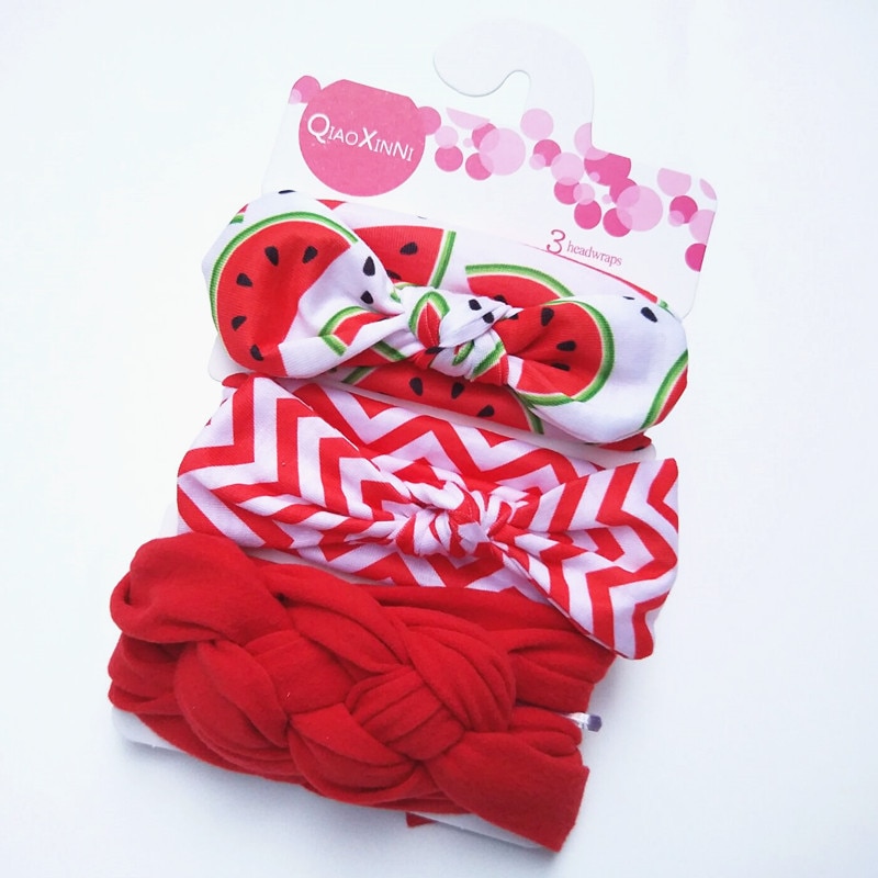 3pcs/set Baby Headband Girls Hair Accessories Striped Flower Cotton Rabbit Ear Turban Bow Elastic Hairband Girl Princess Gifts