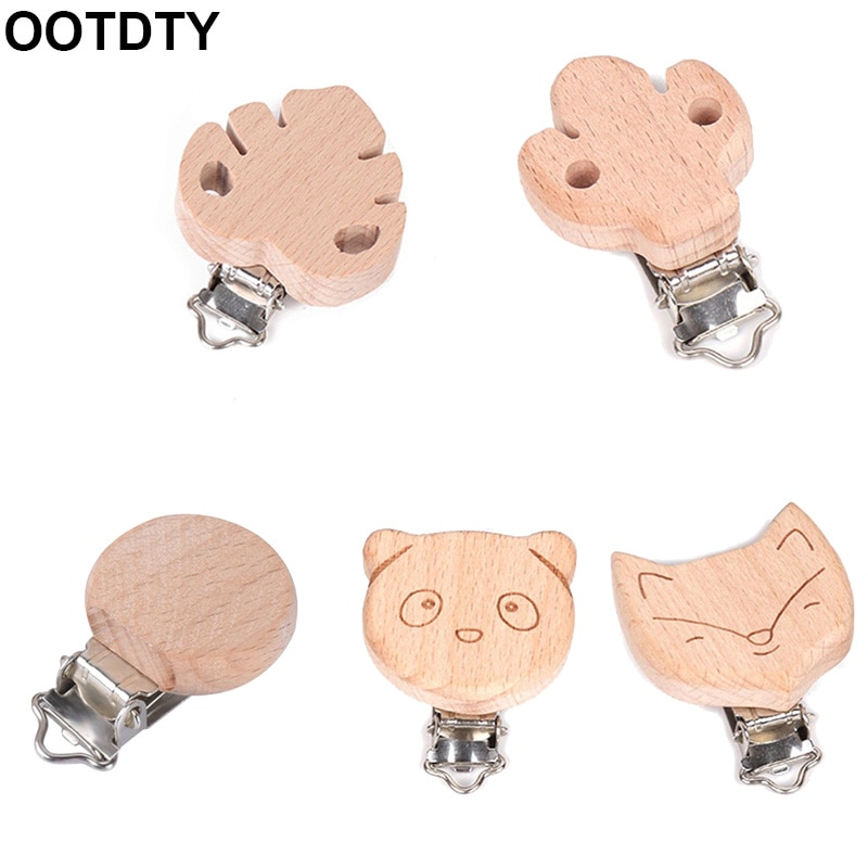 3Pcs New Arrival Lovely Wooden Pacifier Clip Natural Beech Wood Baby Pacifier Clips Dummy Clips DIY Pacifier Chain Accessory