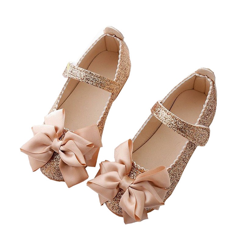 Flowers Children Toddler Baby Little Girl Kids Sequins Bowknot Dress Shoes For Girls School Gold Party And Wedding Shoes New