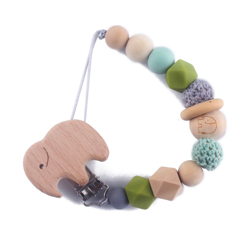 Wooden Bead Dummy Clip Holder Pacifier Clips Soother Chains Baby Teething Toy Baby Teething Beads Teether Toy Chewbeads