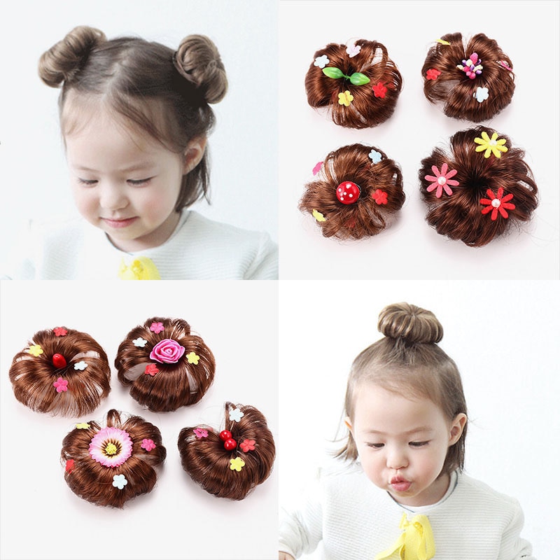 Children's hair clip headdress princess lady wig ball head flower bud hair card head flower baby girl clip hair accessories