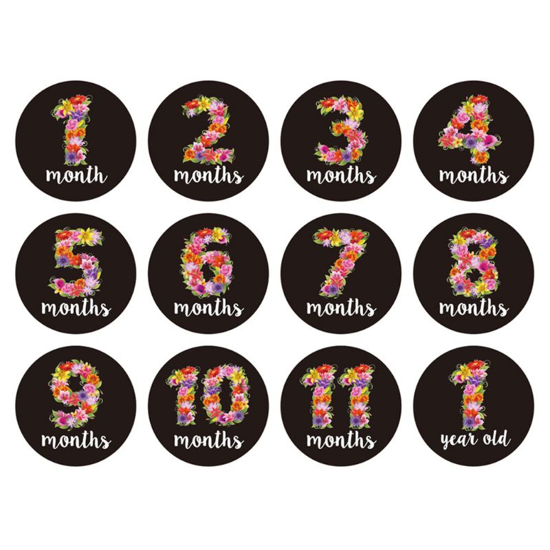 12PCS/Set Baby Month Sticker Newborn Photo Prop Stickers 1-12 Months Photo Stickers Birthday Party Decorations For kids