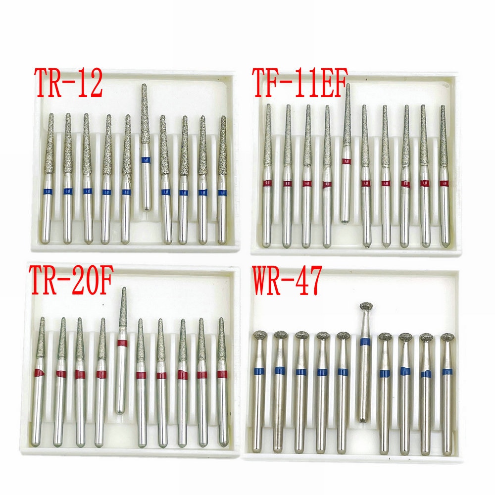 10pcs/pack Dental Diamond Burs Drill FG Dia-burs 1.6mm Shank for High Speed Handpiece Burs Dentist Tools
