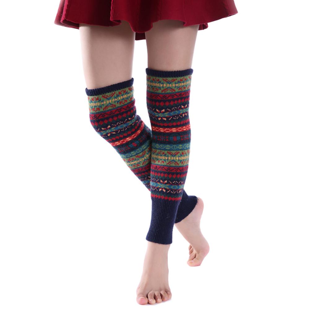Fashion Women Winter Warm Long Leg Warmers Boot Knee High Knit Crochet Socks Winter Keep Warm Women Thigh High Knee High Socks