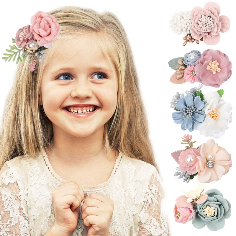 Chiffon Flower Hair Clips Pins Kids Lace Flowers Hairpins Pins for Baby Girls Clip Accessories Toddlers Kids заколки на волосы