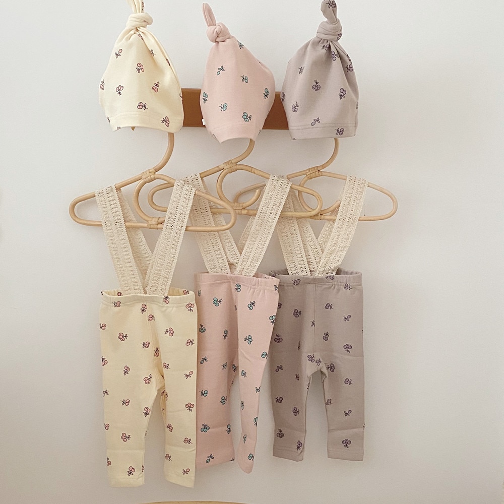Baby Pants-Leggings With Lace Straps and Hats Boys Girls Clothes 3M, 6M, 12M, 18M, 24M